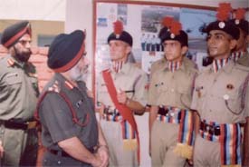 Dy. Director General Brigadier D.S. Dhillon inspects a battalion of NCC cadets at the Sarabha Nagar NCC office