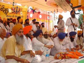 Mr Simranjit Singh Mann, President, Akali Dal (Amritsar) at a rally near ATI