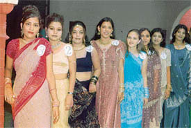 Freshers of the Khalsa Institute of Management and Technology line up for a fashion show 