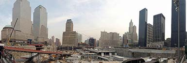 Two years later fater the blast, the World Trade Center site is a bustle of activity