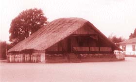 The traditional religious house of the head of a Khasi state