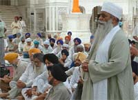 Baba Ghala Singh, chief of Nanaksar Kaleran who accepted the tankhah on behalf of Baba Narain Singh