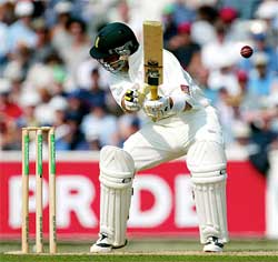 South Africa�s Herschelle Gibbs is struck by a ball from England�s Steve Harmison during the fifth Test
