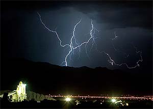 Lightning strikes in the Spring Mountains