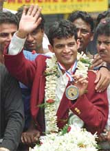 �Arjuna Award winner and Commonwealth boxing gold medalist Mohammed Ali Qamar  arrives in Kolkata 