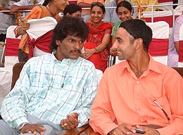 Indian hockey captain Dhanraj Pillay and ace forward Prabhjot Singh at the opening ceremony of second All-India Maharaja Ranjit Singh U-19 Hockey Tournament in Amritsar