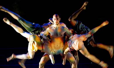 Dancers of the Pilobus Dance Theatre perform in Athens