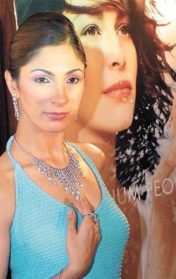 A model at the launch of a collection of platinum jewellery