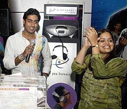 Bollywood actor Abhishek Bachchan interacts with his fans