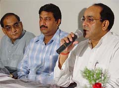 Mr Sanjay Singh, who recently joined the Congress, talks to mediapersons in Ambala 