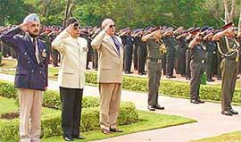 (From left to right) The Western Command former chiefs, Lieutenants-Gen Surjit Singh, Vijay Oberoi and P.N. Hoon 