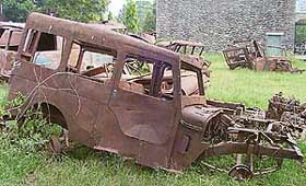 A vehicle damaged during the anti-Mandal Commission stir
