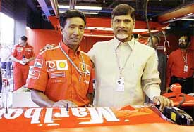 Andhra Pradesh Chief Minister  N. Chandrababu Naidu with Balbir Singh of Ferrari in Monza