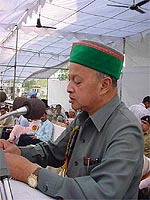 The Himachal Chief Minister, Mr Virbhadra Singh, speaks at a function