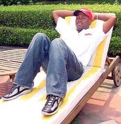 West Indies cricket captain Brian Lara in a relaxed mood