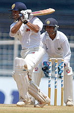 Mumbai captain Sachin Tendulkar plays a shot during the Irani Cup match in Chennai on Saturday. 