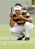 Gaurav Ghei lines up a putt during the final round of play in the Nation's Cup at the Laguna Golf Course