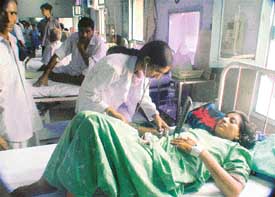 A dengue patient from Himachal gets treatment at the DMC Hospital