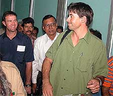 New Zealand captain Stephen Fleming along with other team members arrives at Chennai airport