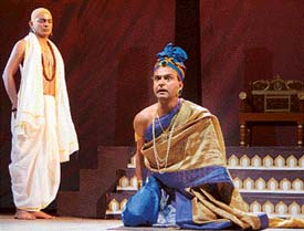 A scene from Govind Purushottam Deshpande�s �Chanakya Vishnugupta�, which marked the conclusion of NSD Repertory Festival at Tagore Theatre in Chandigarh on Wednesday.
