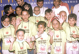 Cancer patient children at a special screening of the film Kuch Na Kaho at PVR in the Capital on Wednesday.