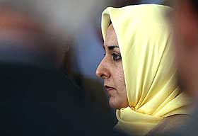 Afghan-born German teacher Fereshta Ludin attends a news conference following the ruling of Germany's Federal Constitutional Court in Karlsruhe, Germany