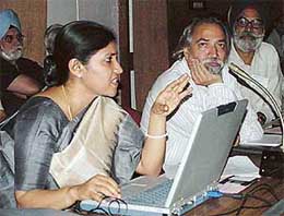 Dr Latha Pillai, Adviser to the NAAC, delivers the keynote address at the golden jubilee seminar of the UGC at the ICSSR complex