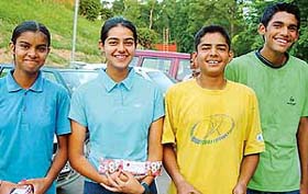 (From left) Navjot Saini, Alipt Sandhu, Sanam K. Singh and Navinder Pal Singh, all winners in the various age groups in the AITA Junior Tour Ranking Tennis Meet 