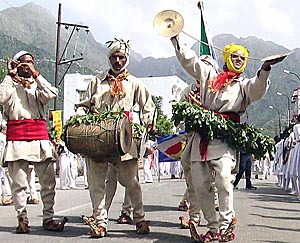Artists perform folk dance on the occasion of Navratra festival in Katra 
