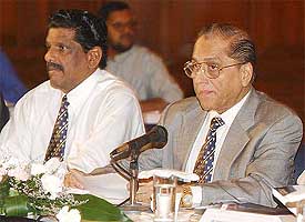 BCCI President Jagmohan Dalmiya and  Secretary S. K. Nair at the BCCI's two-days annual general meeting in Kolkata 