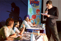 Quiz Master Derek O� Brien at Real Smart Family Quiz held at Shivalik Public School, Sector 41, Chandigarh, on Sunday. 