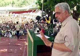 Jammu & Kashmir Chief Minister Mufti Mohammad Sayeed addresses a gathering in Jammu 