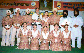 Winners of the national group song competition organised by the Bharat Vikas Parishad
