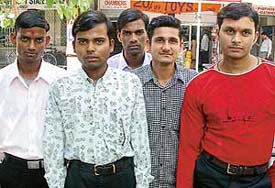 Youths from Ambala Cantonment who were given jobs of field officers but have not been paid salary for the past over two months.