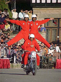 Army men perform daredevil acts