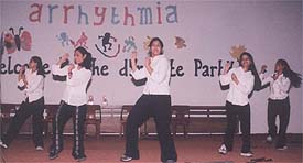 Seniors perform a dance during a freshers� party to welcome the new MBBS batch of the DMCH at Dumra auditorium