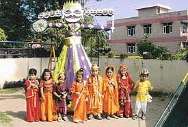 Students of Spring Valley Public School, Phase VII, SAS Nagar, dressed for Dasehra.