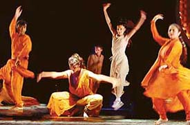 French and Indian performers blend hip-hop, kathak and Bharatanatyam on the stage of Tagore Theatre in Chandigarh on Friday.