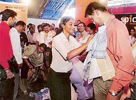 A one-minute show organised by a telecom company in progress at the CII Fair