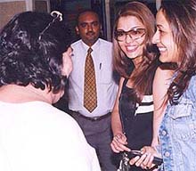 Bollywood actress Aishwarya Rai seen with the director of "Bride and Prejudice," an Indo-British production, being shot in Amritsar