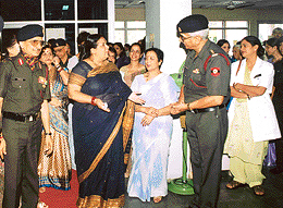 Ms Madhu Mehta, president, AWWA, interacts with organisation members at Command Hospital, Chandimandir.