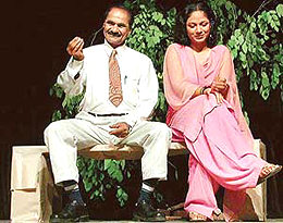 A scene from play 'Gaz Foot Inch' staged at the Tagore Theatre in Chandigarh on Monday. 