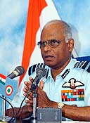 The Chief of Air Staff, Air Chief Marshal S. Krishnaswamy, addresses a news conference