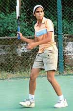City girl Rakshita, winner of the first round of main draw of AITA Tennis Championship Series being held at CLTA, Sector 10, Chandigarh, on Wednesday.