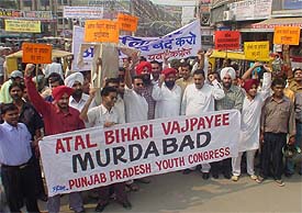 YC activists protest against the NDA government 