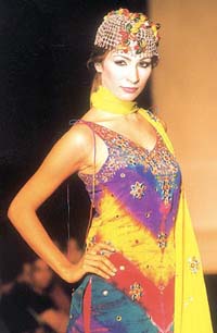 A model at Mandira Wirk's Fall Collection 2003 at a fashion show in the Capital on Friday.
