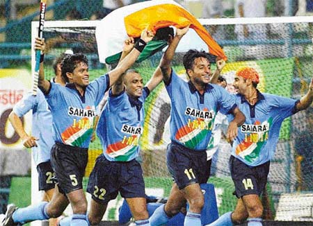 Indian players celebrate their Asia Cup win in Kuala Lumpur