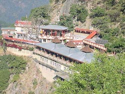 A view of the Baba Balak Nath temple complex at Deotsidh in Hamirpur district
