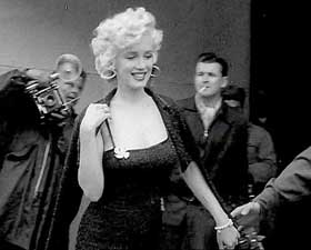 A hand out image captured from the archives of British Pathe newsreel, a cinema news service that pre-dated television, shows late US actress Marilyn Monroe in Korea in 1954