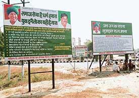 Huge hoardings have appeared along the highway in violation of the apex court directive in Haryana.